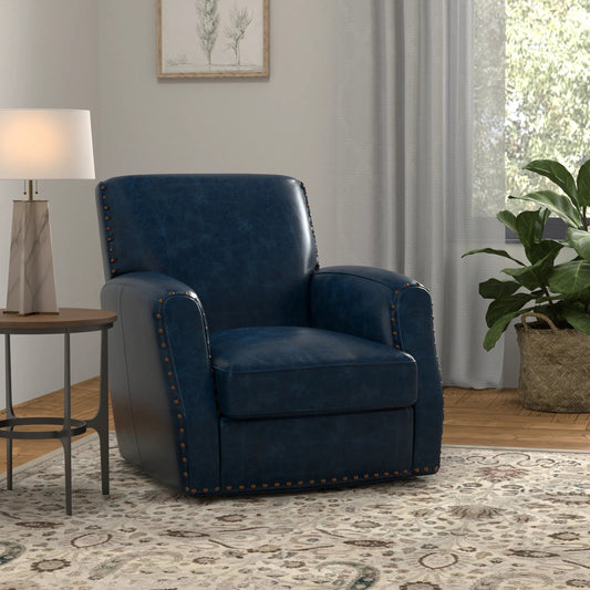 Taft Leather Swivel Chair by Sarreid Ltd.. Made from wood, nailhead, leather in a transitional style.
