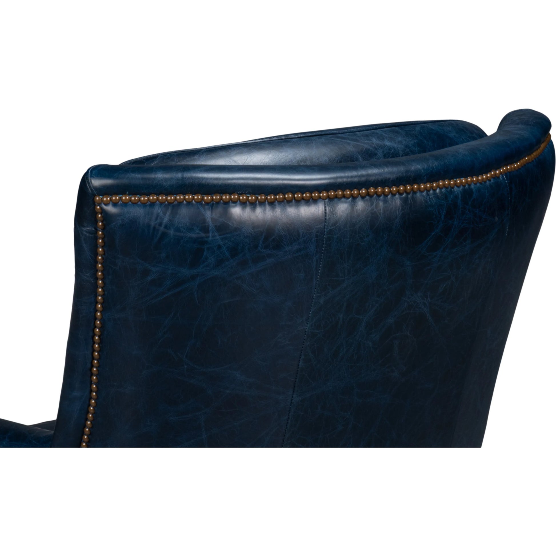 Baker Leather Swivel Chair by Sarreid Ltd.. Made from wood, nailhead, leather in a transitional style.