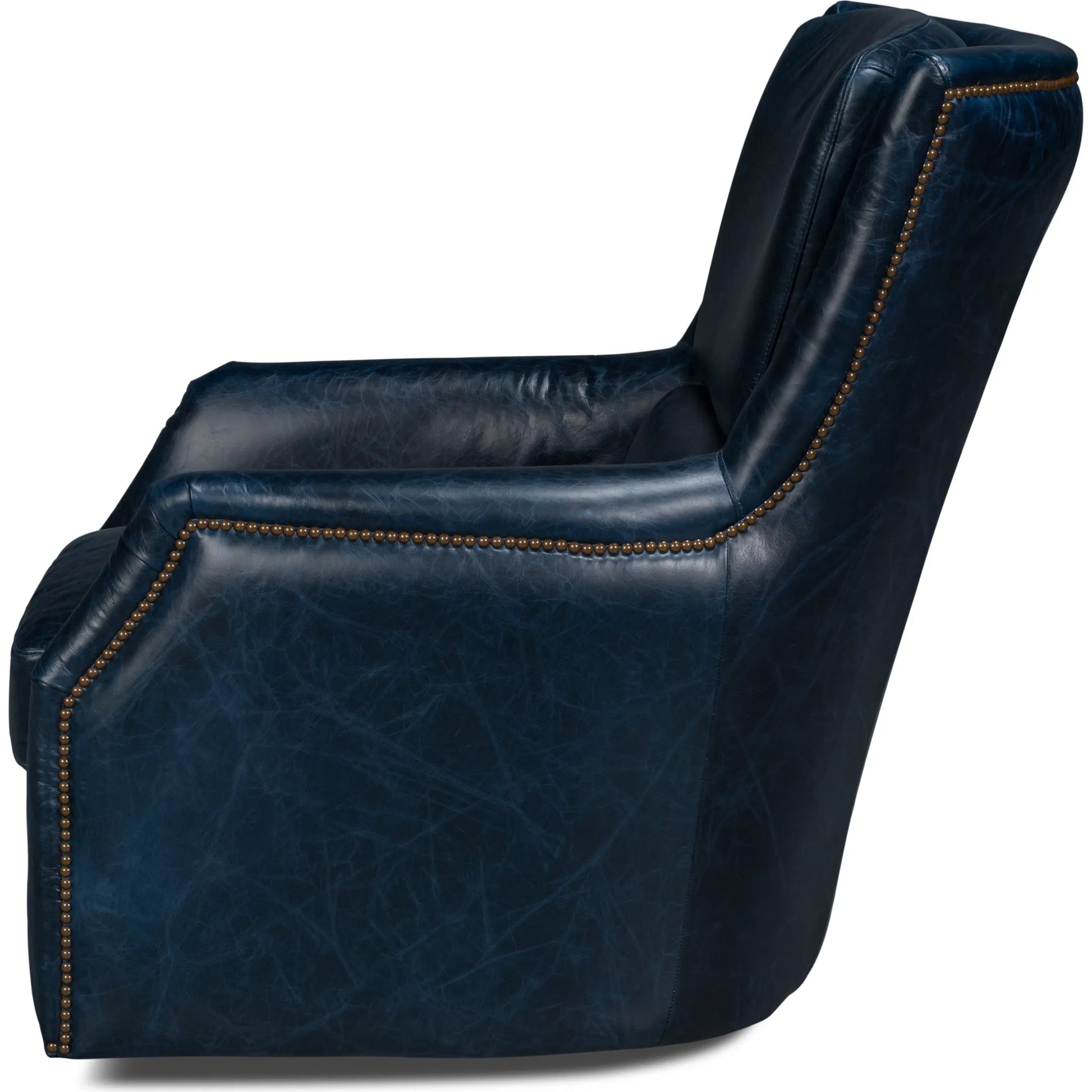 Baker Leather Swivel Chair by Sarreid Ltd.. Made from wood, nailhead, leather in a transitional style.