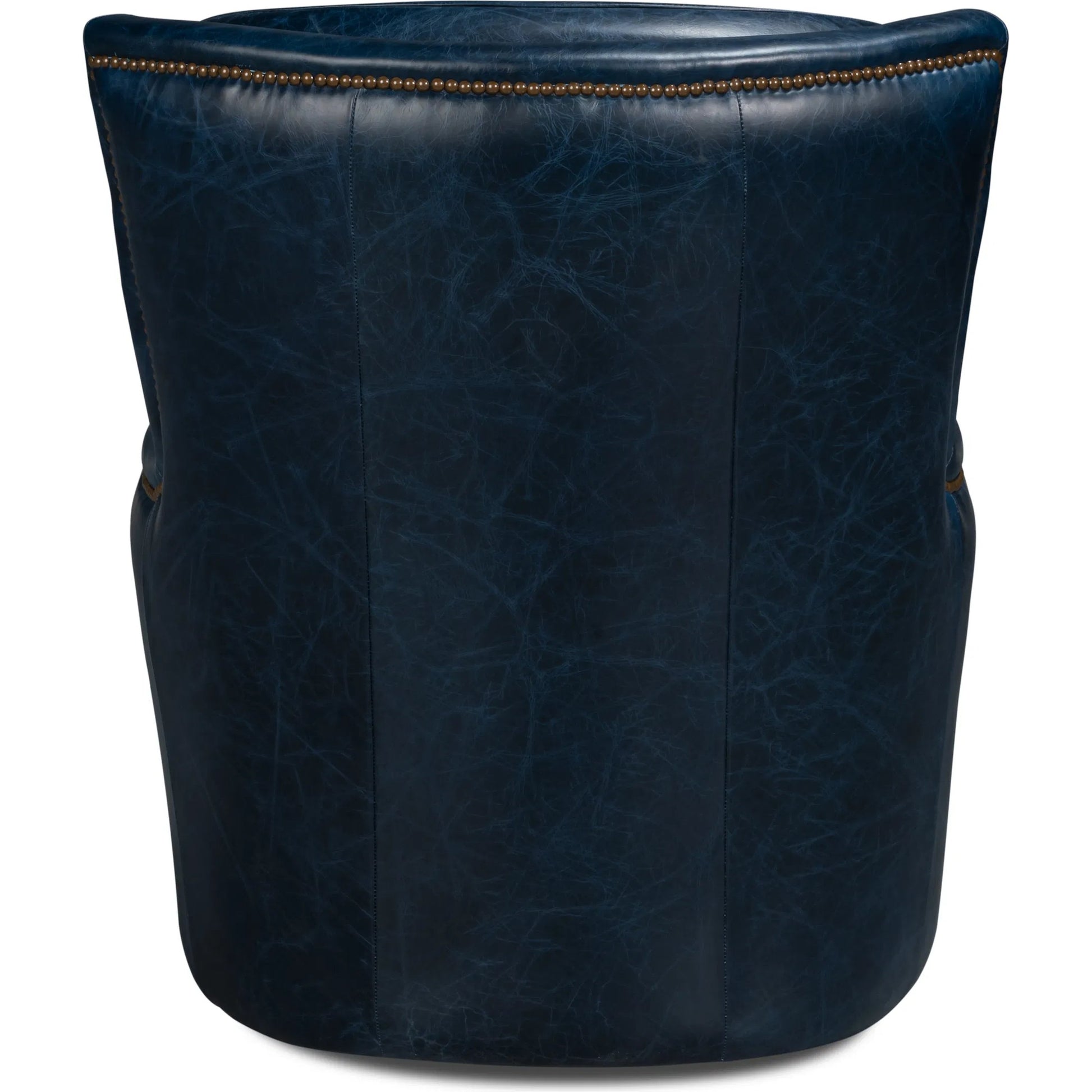 Baker Leather Swivel Chair by Sarreid Ltd.. Made from wood, nailhead, leather in a transitional style.