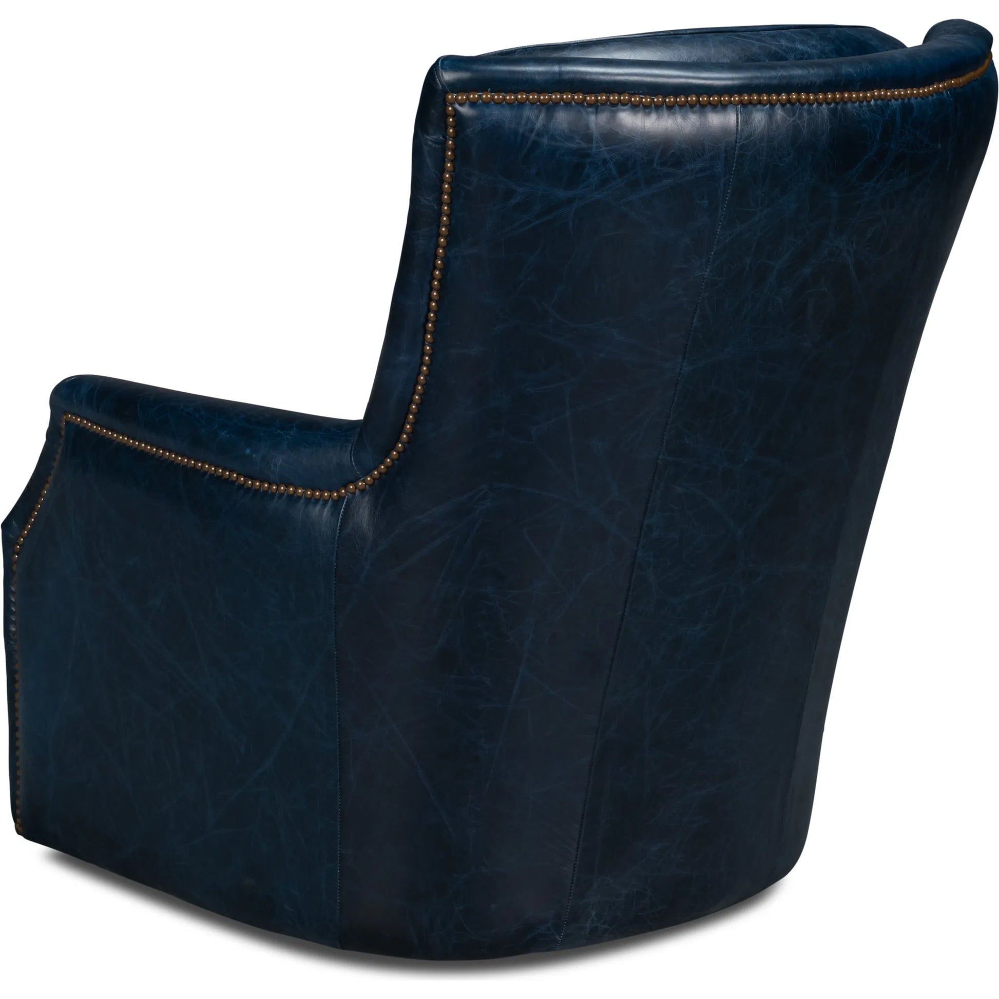 Baker Leather Swivel Chair by Sarreid Ltd.. Made from wood, nailhead, leather in a transitional style.
