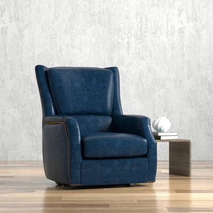 Baker Leather Swivel Chair by Sarreid Ltd.. Made from wood, nailhead, leather in a transitional style.