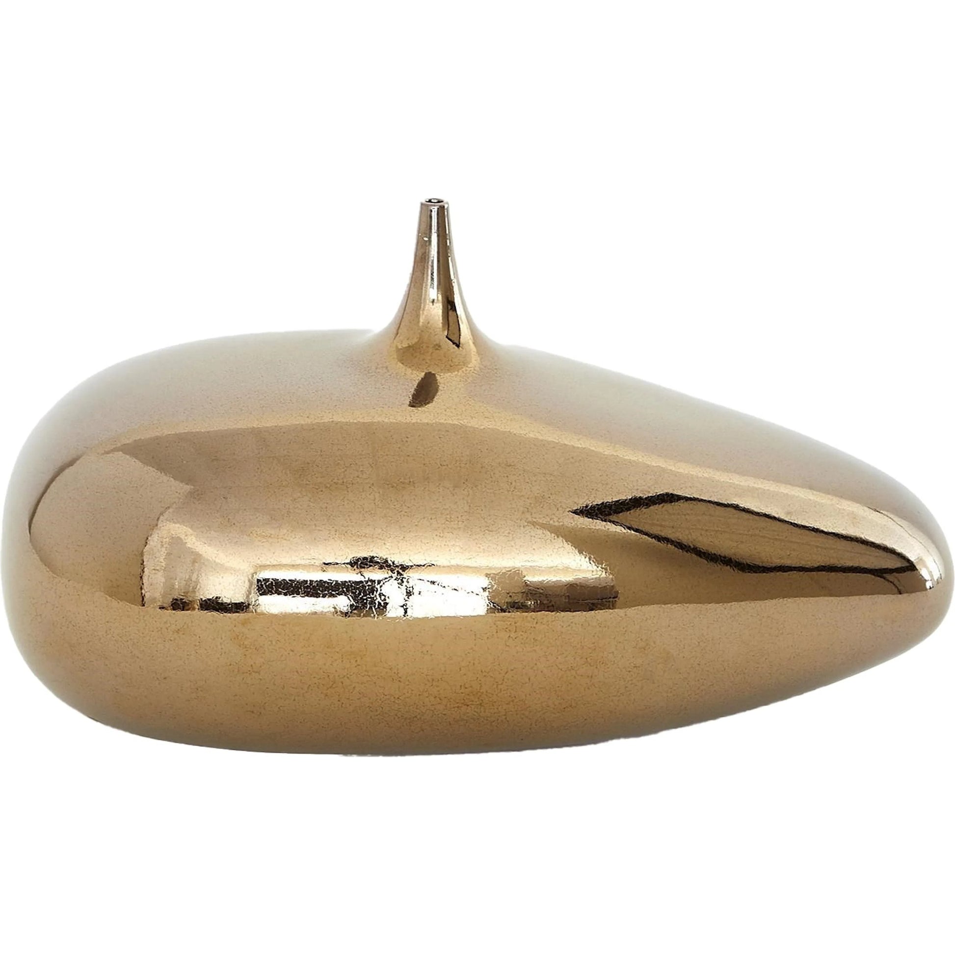 Offset Neck Object by Global Views in bronze crackle. Made from earthenware in a modern style.
