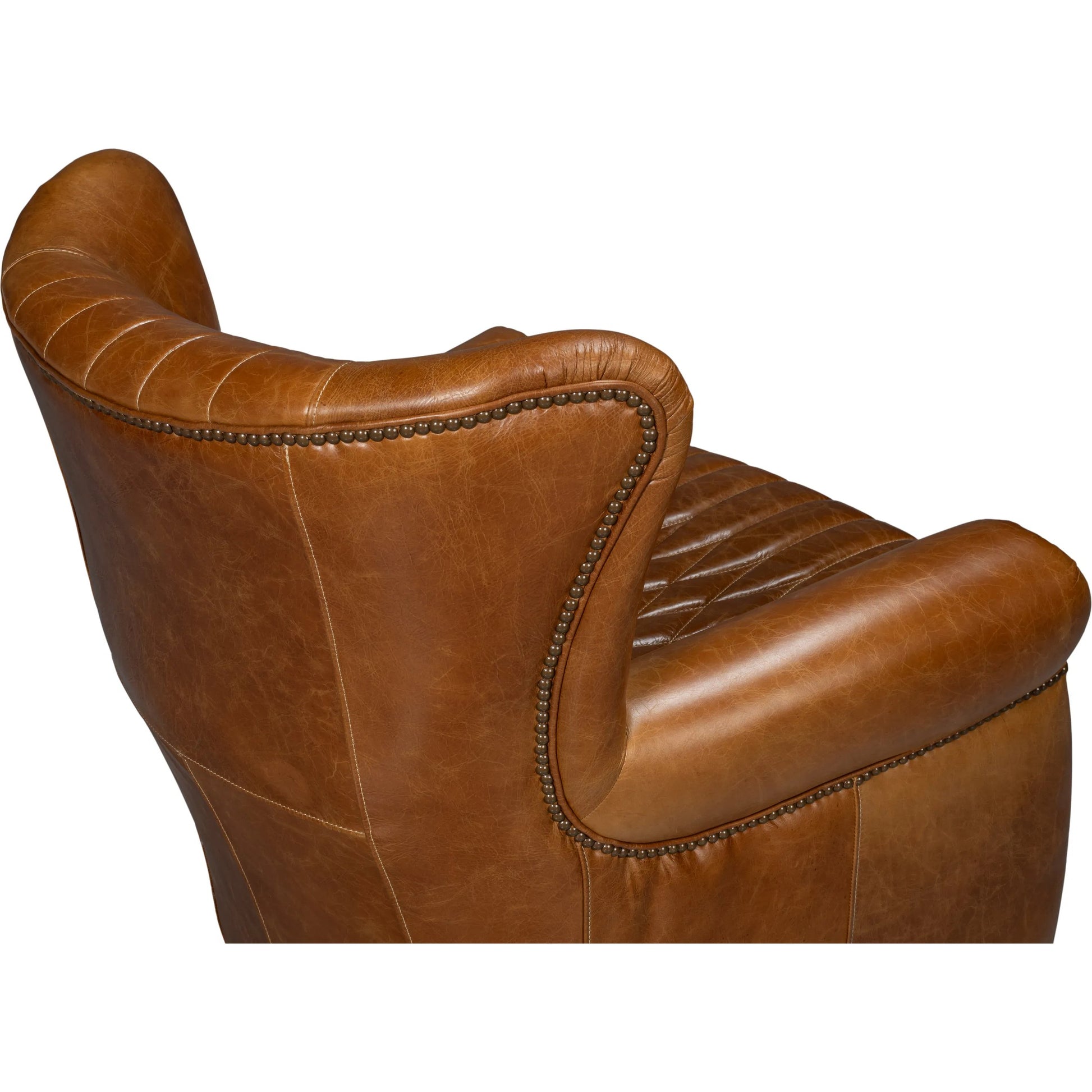 Bugatti Leather Swivel Chair by Sarreid Ltd.. Made from wood, nailhead, leather in a transitional style.