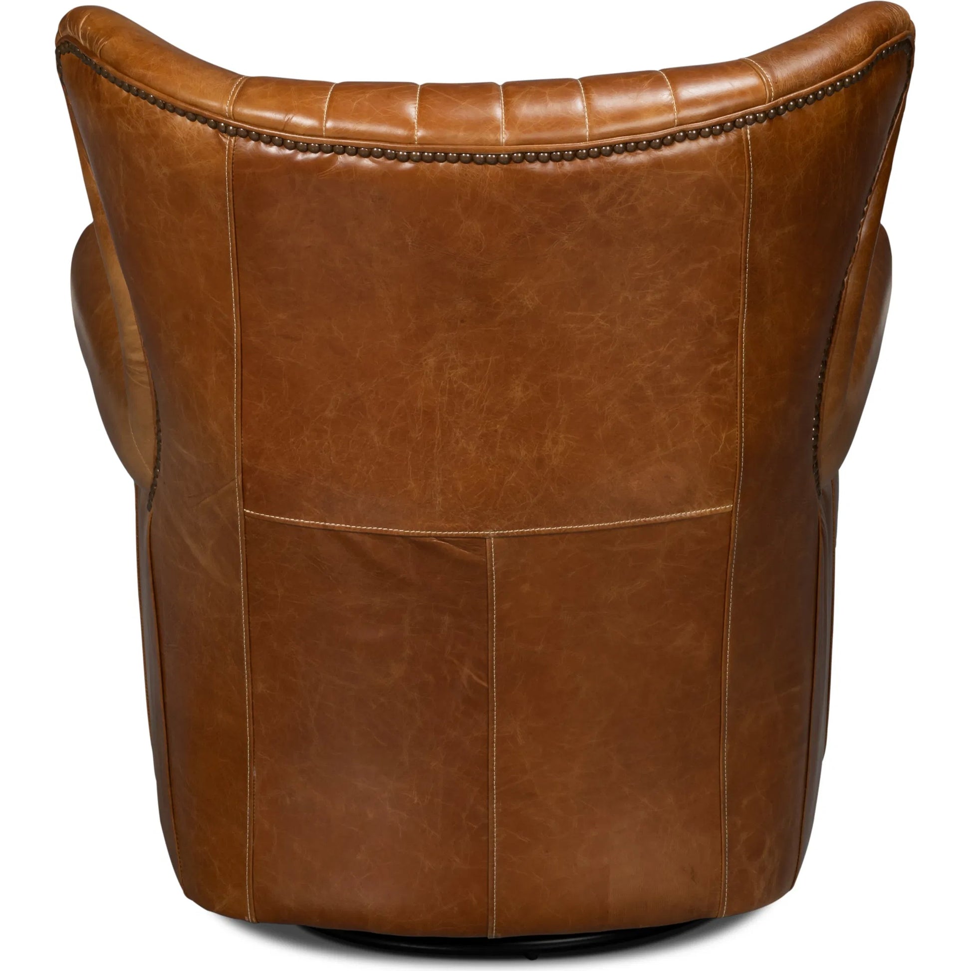 Bugatti Leather Swivel Chair by Sarreid Ltd.. Made from wood, nailhead, leather in a transitional style.