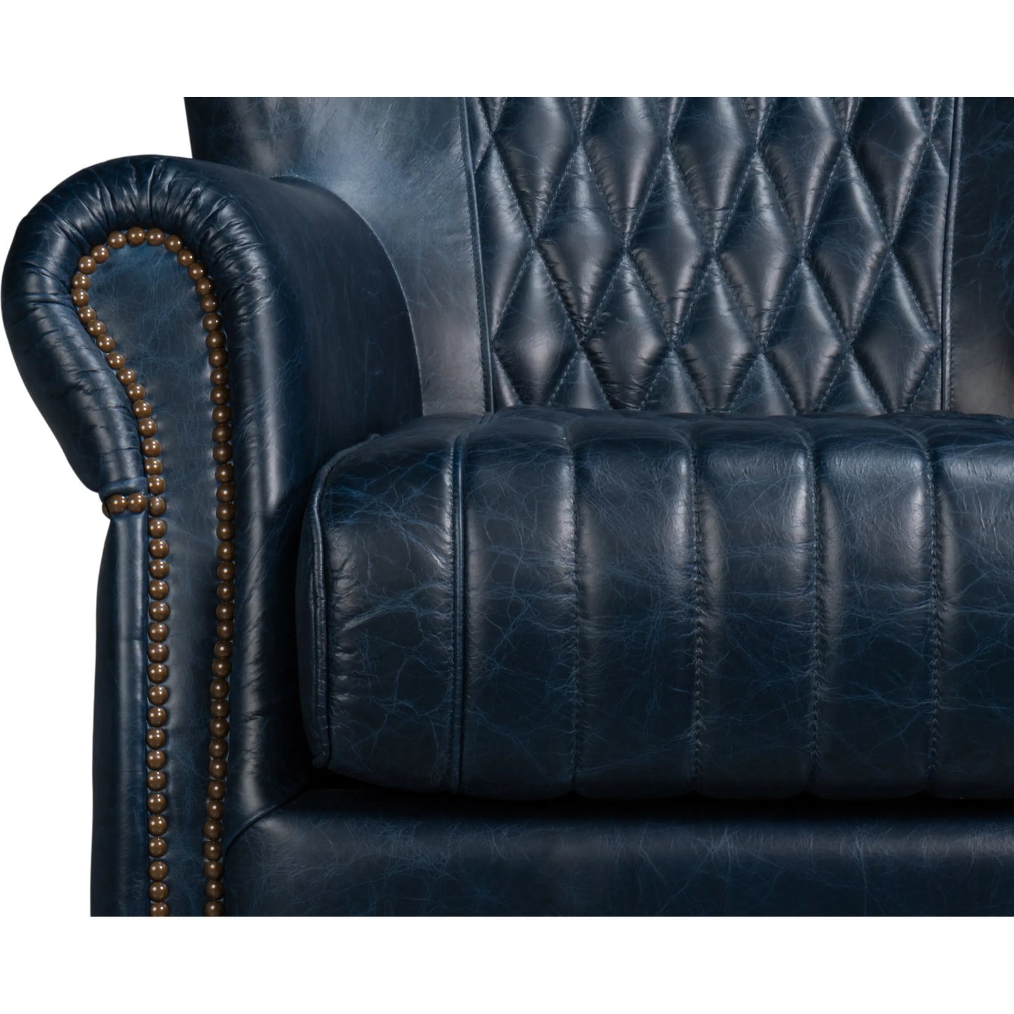 022 SI-2238676 | Additional Silo | Bugatti Leather Swivel Chair by Sarreid Ltd.. Made from wood, nailhead, leather in a transitional style.