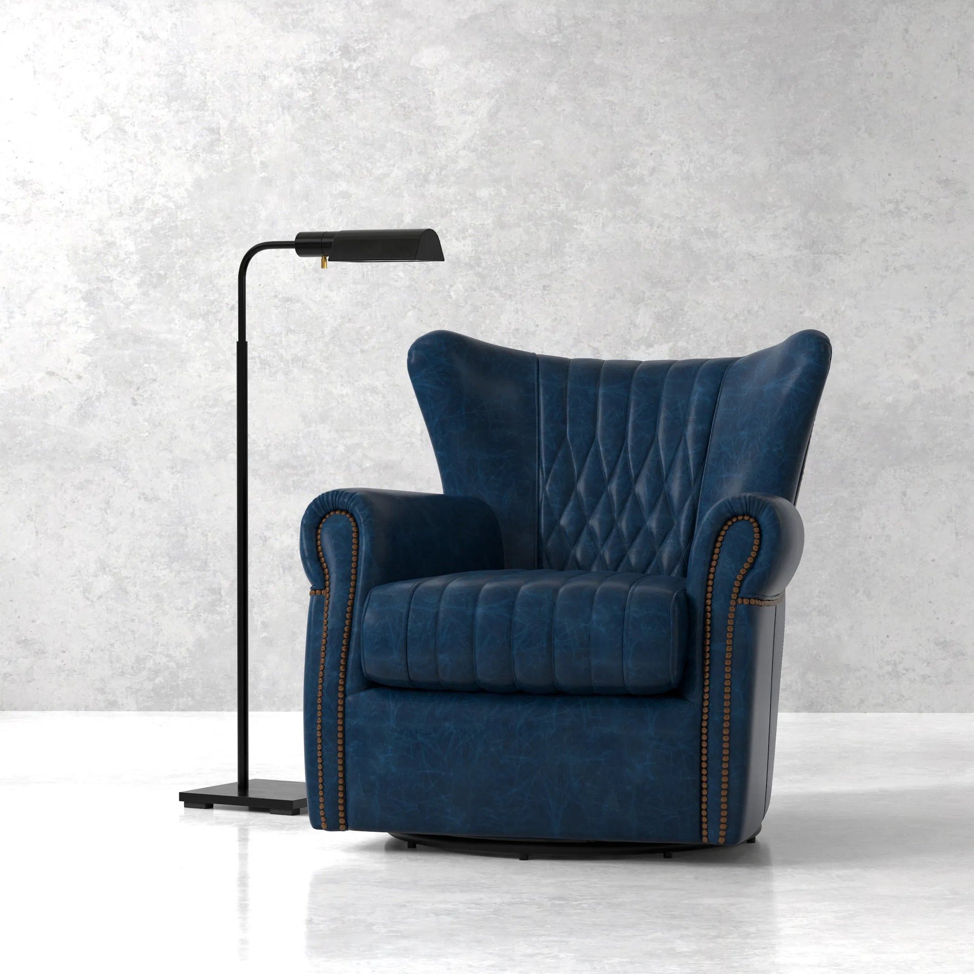 Bugatti Leather Swivel Chair by Sarreid Ltd.. Made from wood, nailhead, leather in a transitional style.
