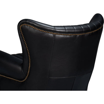 Bugatti Leather Swivel Chair by Sarreid Ltd.. Made from wood, nailhead, leather in a transitional style.