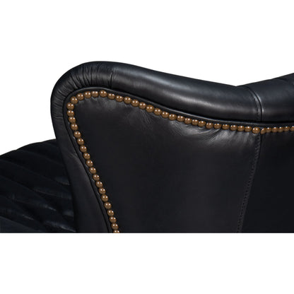 Bugatti Leather Swivel Chair by Sarreid Ltd.. Made from wood, nailhead, leather in a transitional style.