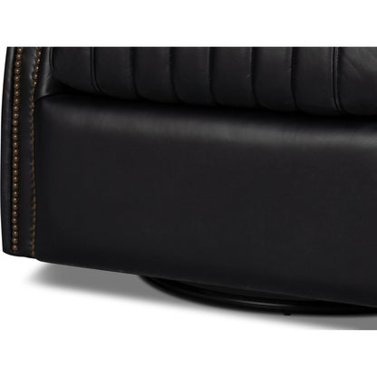 Bugatti Leather Swivel Chair by Sarreid Ltd.. Made from wood, nailhead, leather in a transitional style.