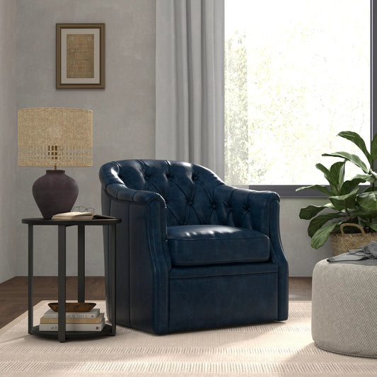 Coolidge Leather Swivel Chair by Sarreid Ltd.. Made from wood, nailhead, leather in a transitional style.