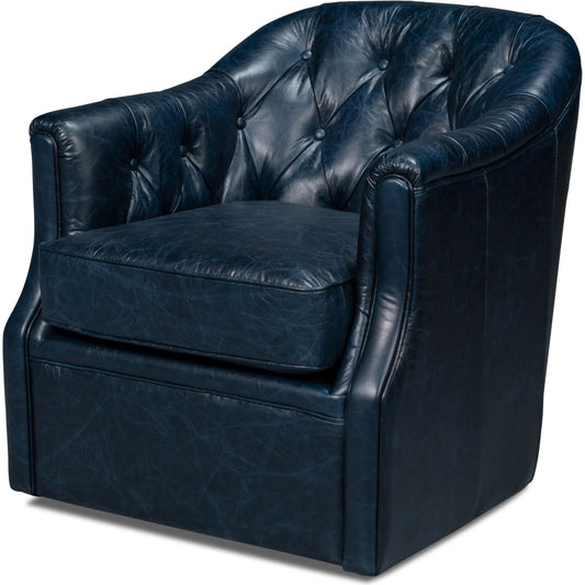 Coolidge Leather Swivel Chair by Sarreid Ltd.. Made from wood, nailhead, leather in a transitional style.