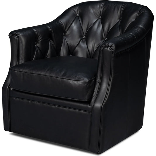 Coolidge Leather Swivel Chair by Sarreid Ltd.. Made from wood, nailhead, leather in a transitional style.
