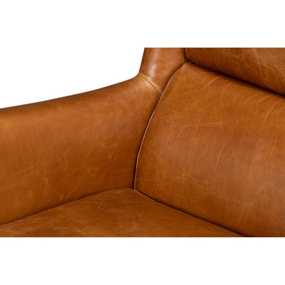 Elite Wing Lounge Chair by Sarreid Ltd.. Made from rubber wood, top grain cow leather in a rustic style.