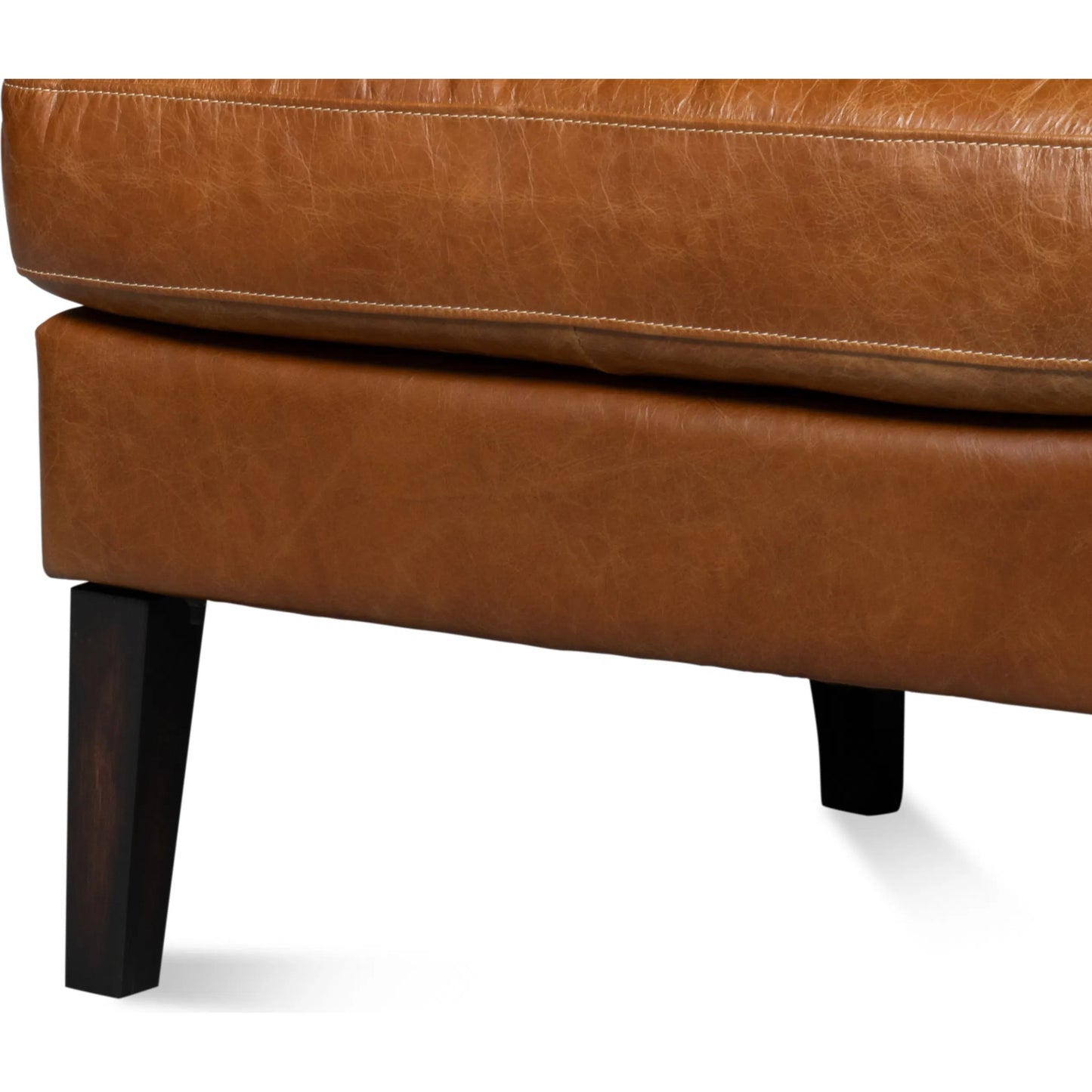 008 SI-2238683 | Closeup | Elite Wing Lounge Chair by Sarreid Ltd.. Made from rubber wood, top grain cow leather in a rustic style.