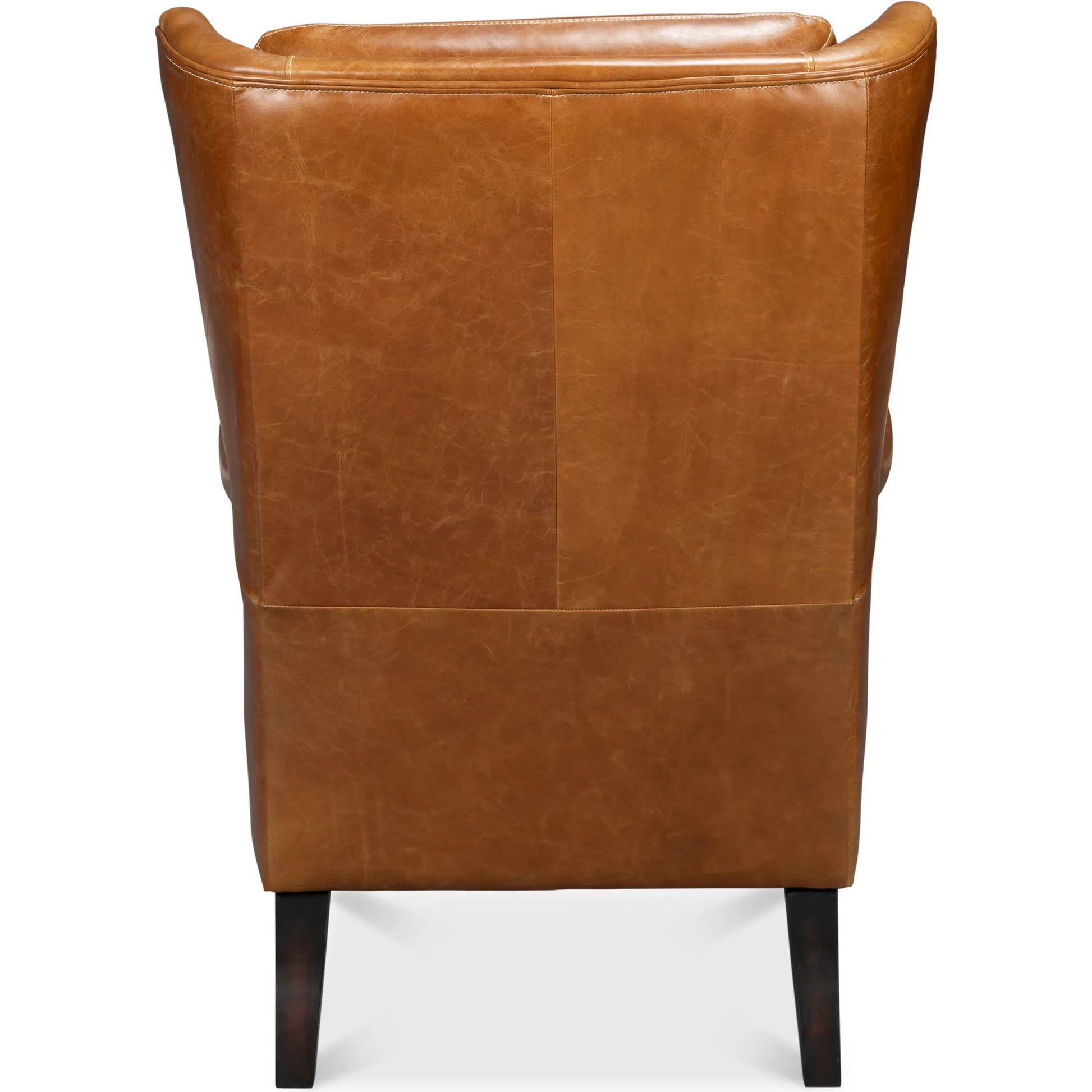 Elite Wing Lounge Chair by Sarreid Ltd.. Made from rubber wood, top grain cow leather in a rustic style.