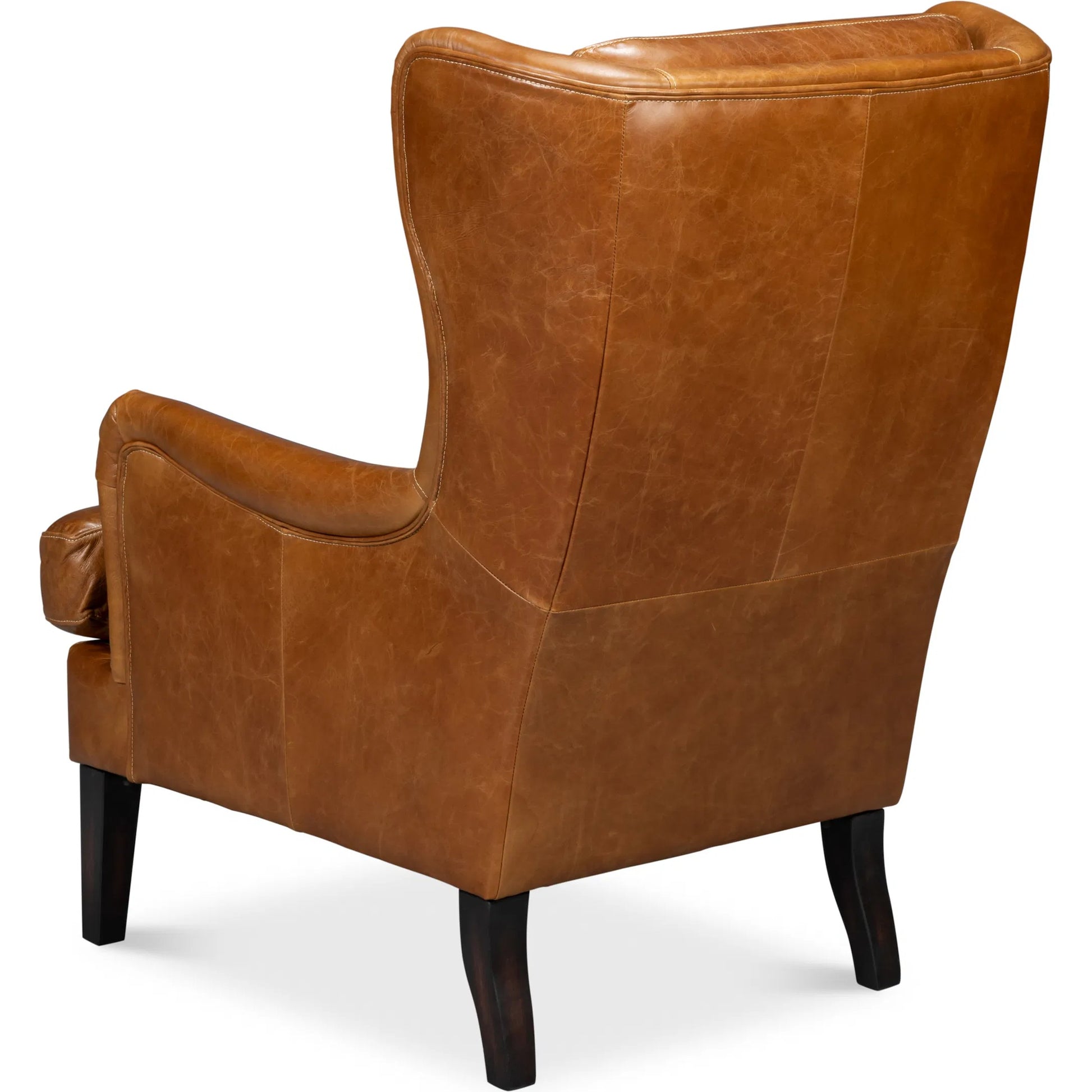 Elite Wing Lounge Chair by Sarreid Ltd.. Made from rubber wood, top grain cow leather in a rustic style.