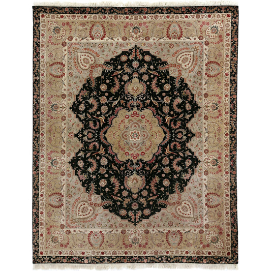Super Fine Tabriz 5412 Rug by Exquisite Rugs in black, ivory. Made from new zealand wool in a unique style.