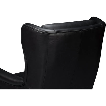 Elite Wing Lounge Chair by Sarreid Ltd.. Made from rubber wood, top grain cow leather in a rustic style.
