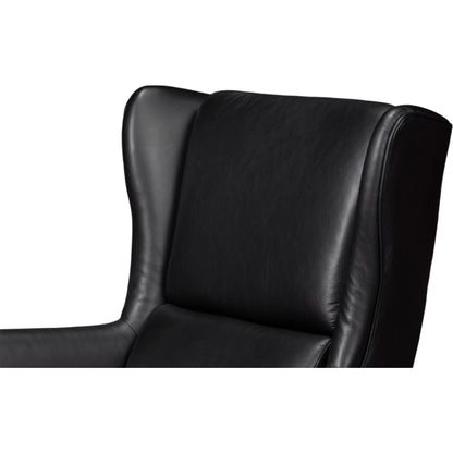 Elite Wing Lounge Chair by Sarreid Ltd.. Made from rubber wood, top grain cow leather in a rustic style.