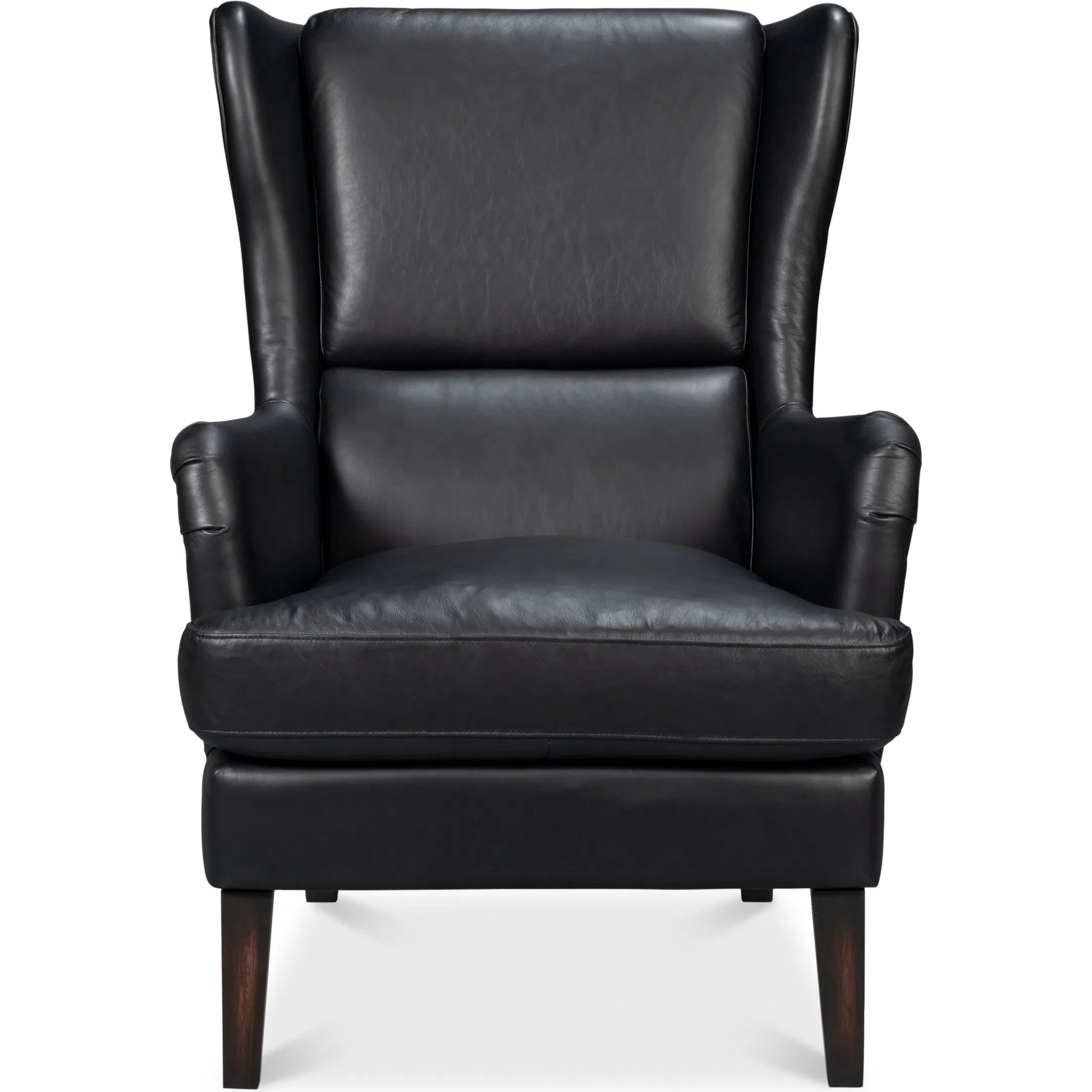 Elite Wing Lounge Chair by Sarreid Ltd.. Made from rubber wood, top grain cow leather in a rustic style.