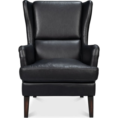 Elite Wing Lounge Chair by Sarreid Ltd.. Made from rubber wood, top grain cow leather in a rustic style.