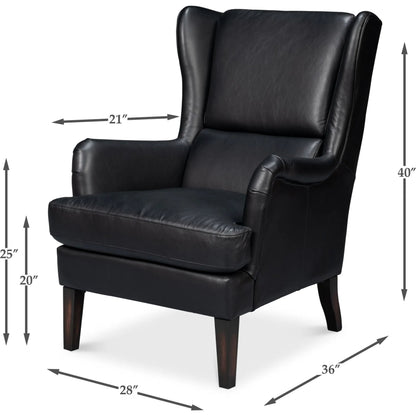 Elite Wing Lounge Chair by Sarreid Ltd.. Made from rubber wood, top grain cow leather in a rustic style.