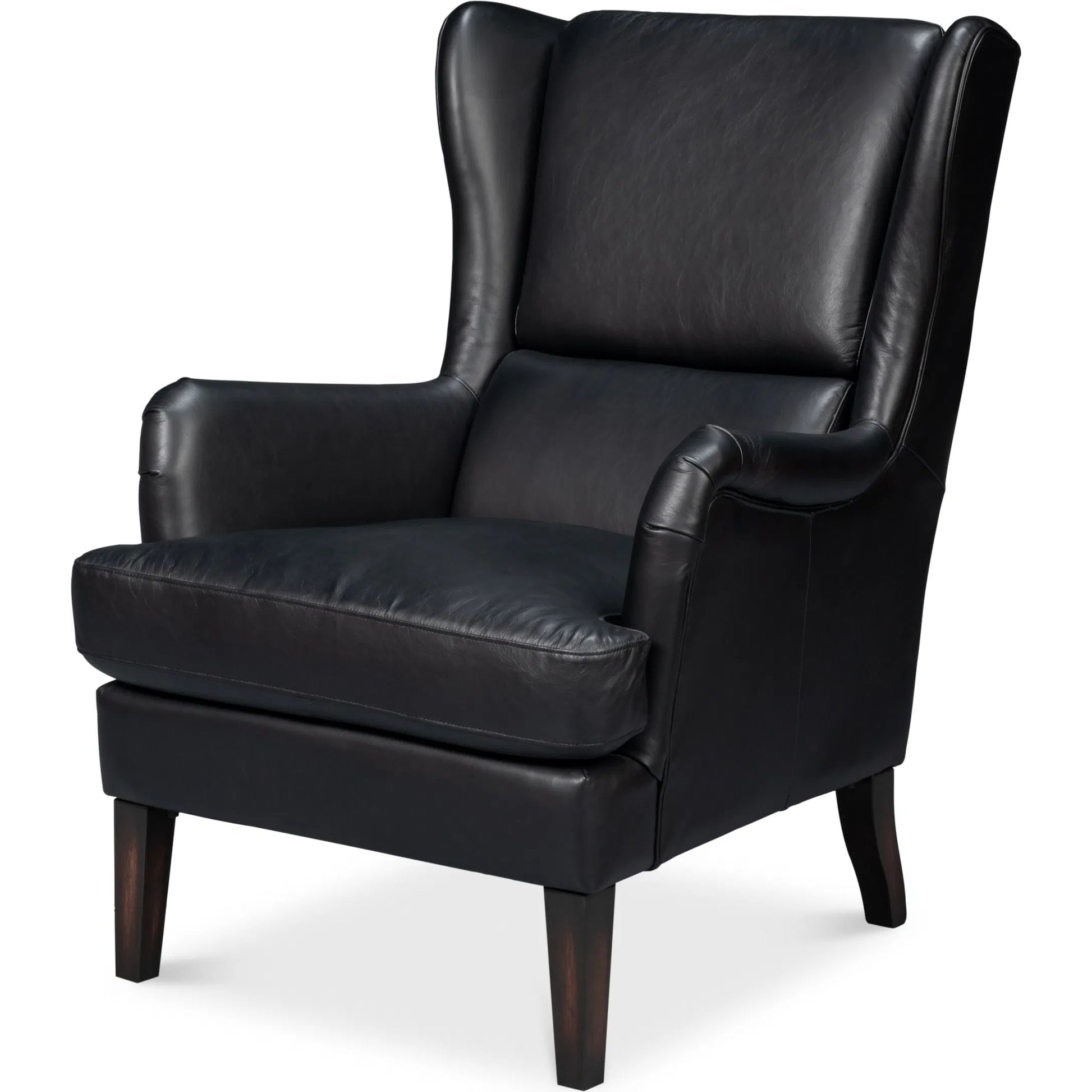 Elite Wing Lounge Chair by Sarreid Ltd.. Made from rubber wood, top grain cow leather in a rustic style.