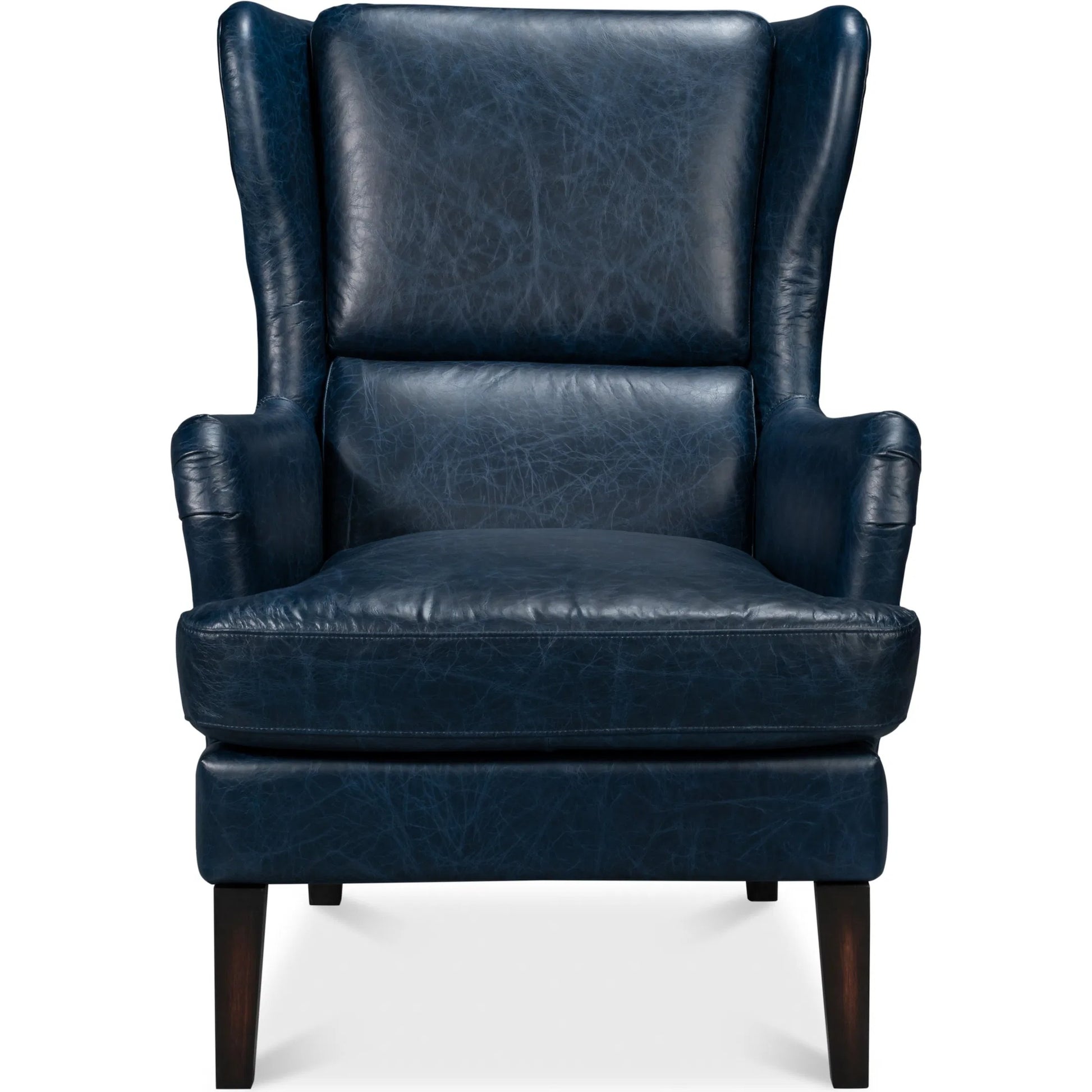 Elite Wing Lounge Chair by Sarreid Ltd.. Made from rubber wood, top grain cow leather in a rustic style.