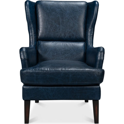 Elite Wing Lounge Chair by Sarreid Ltd.. Made from rubber wood, top grain cow leather in a rustic style.