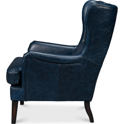 Elite Wing Lounge Chair by Sarreid Ltd.. Made from rubber wood, top grain cow leather in a rustic style.