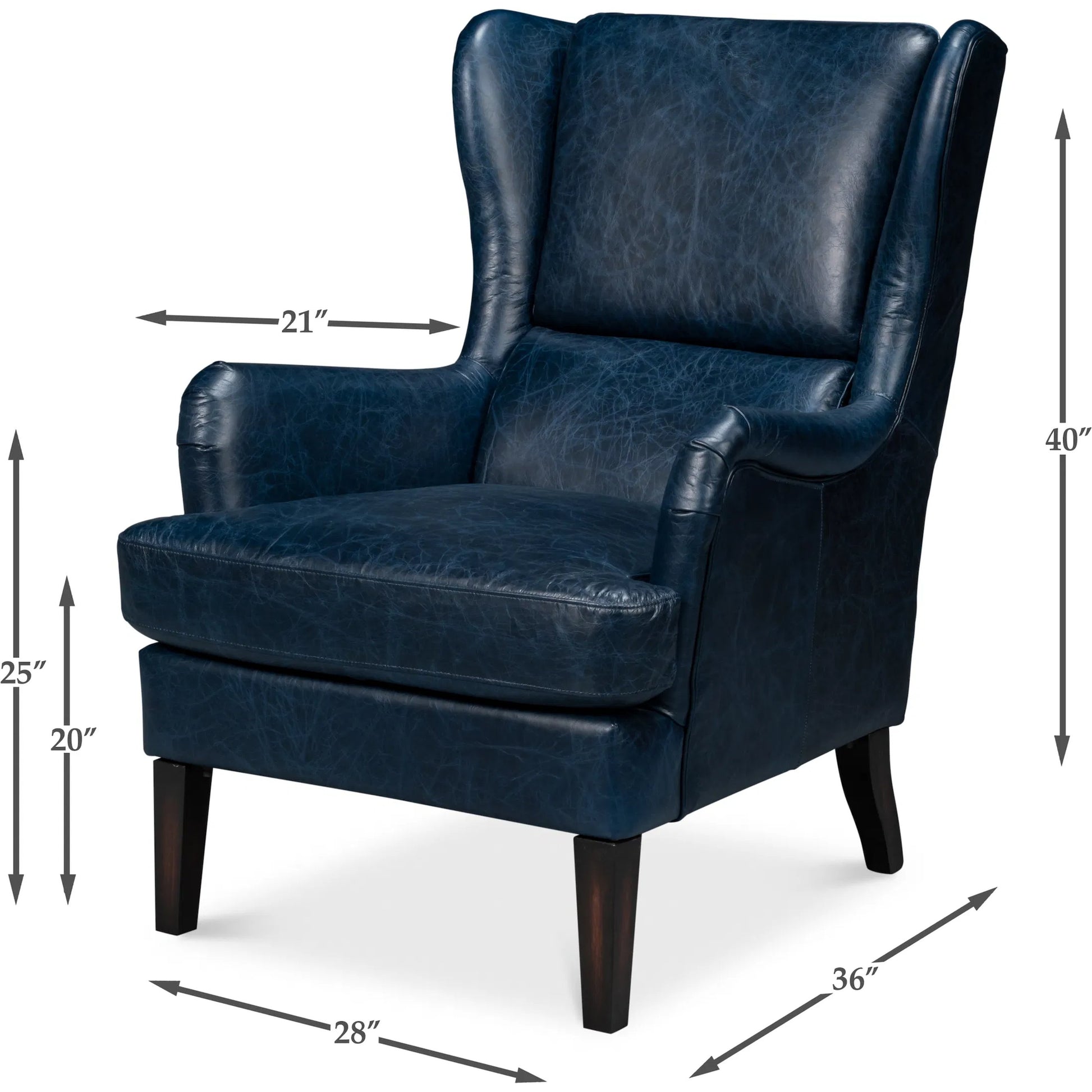 Elite Wing Lounge Chair by Sarreid Ltd.. Made from rubber wood, top grain cow leather in a rustic style.