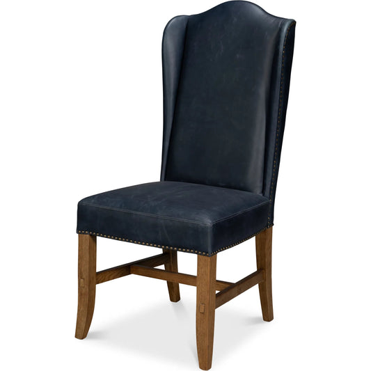 Mercado High Back Dining Chair by Sarreid Ltd.. Made from top grain leather in a unique style.