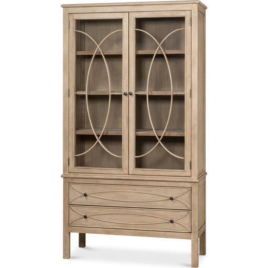 Cecile Bookcase by Sarreid Ltd. in beige. Made from reclaimed pine in a unique style.