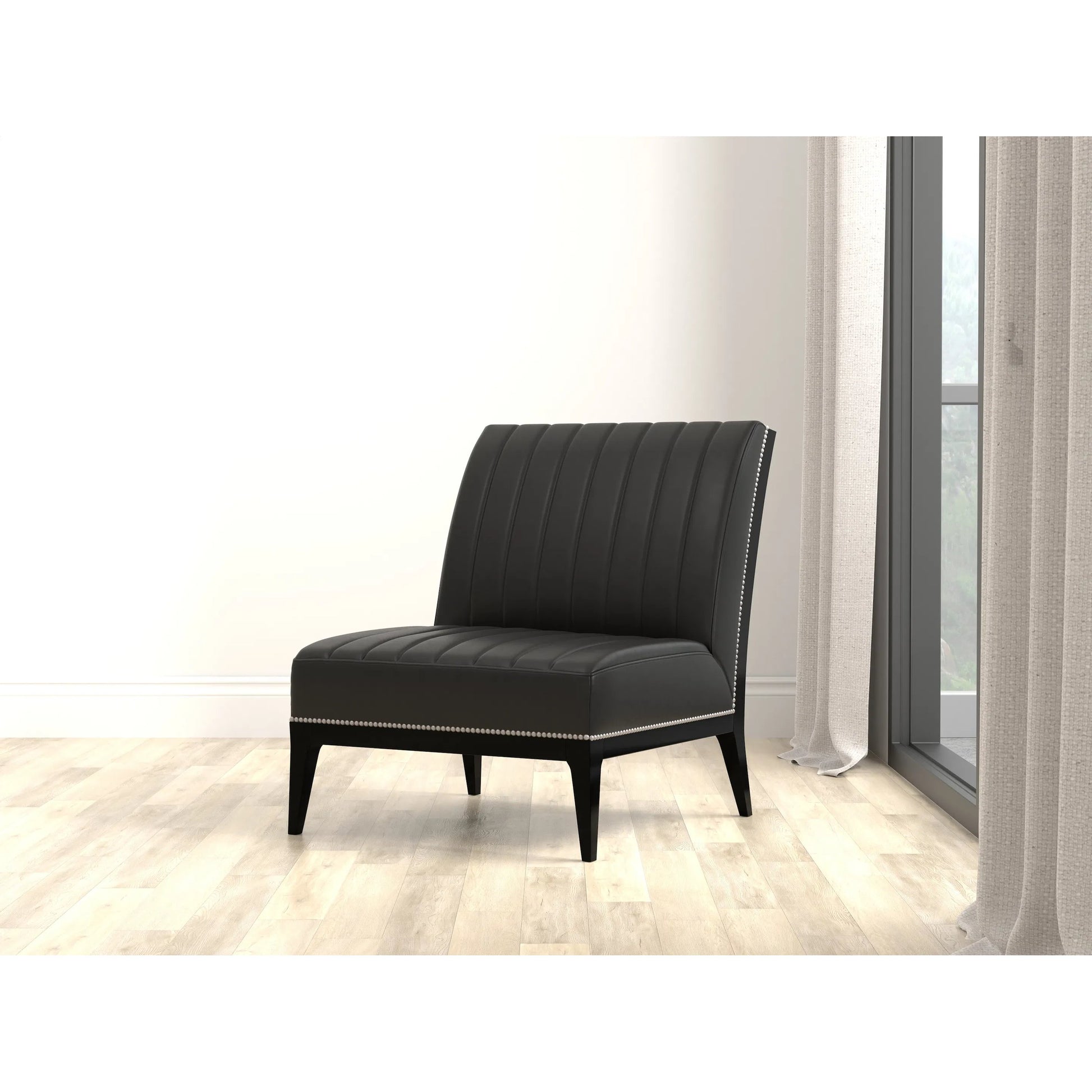 Agave Slipper Chair by Sarreid Ltd.. Made from leather in a unique style.