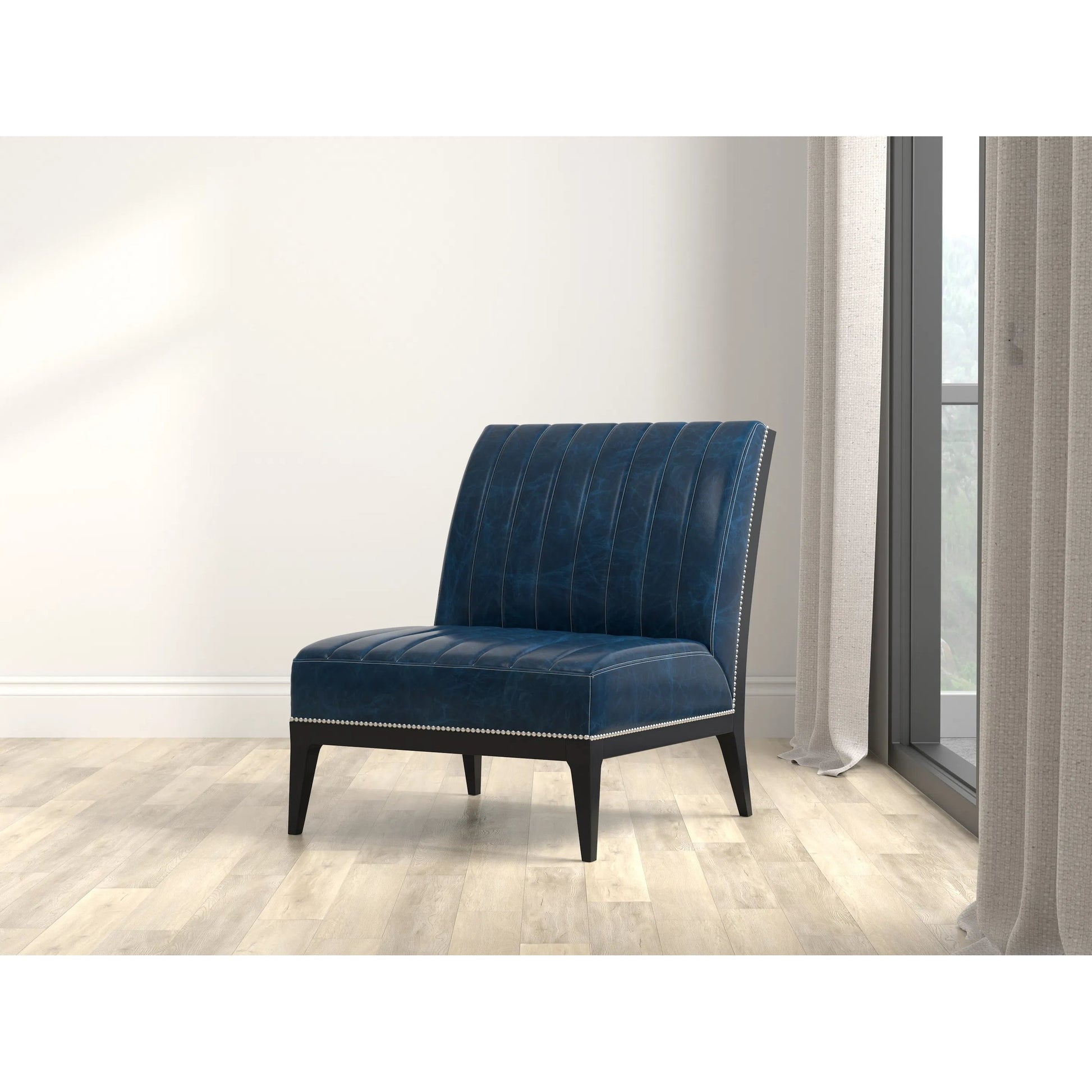 Agave Slipper Chair by Sarreid Ltd.. Made from leather in a unique style.