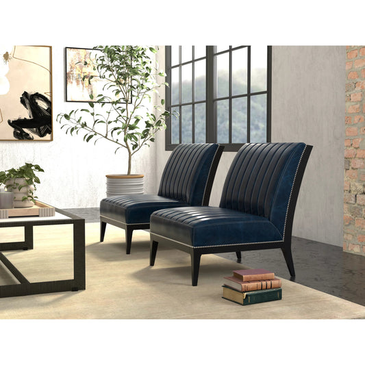 Agave Slipper Chair by Sarreid Ltd.. Made from leather in a unique style.