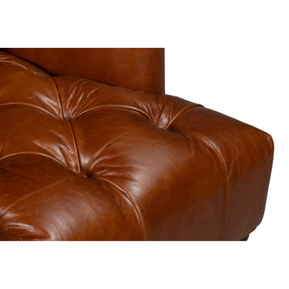 Benton Distilled Leather Chair by Sarreid Ltd. in havana brown. Made from leather in a unique style.