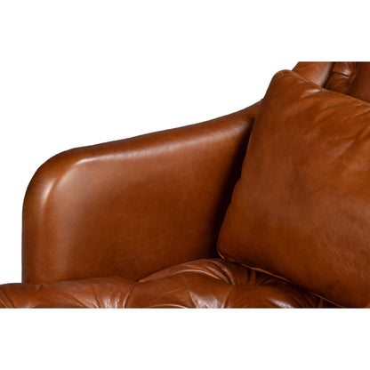 Benton Distilled Leather Chair by Sarreid Ltd. in havana brown. Made from leather in a unique style.
