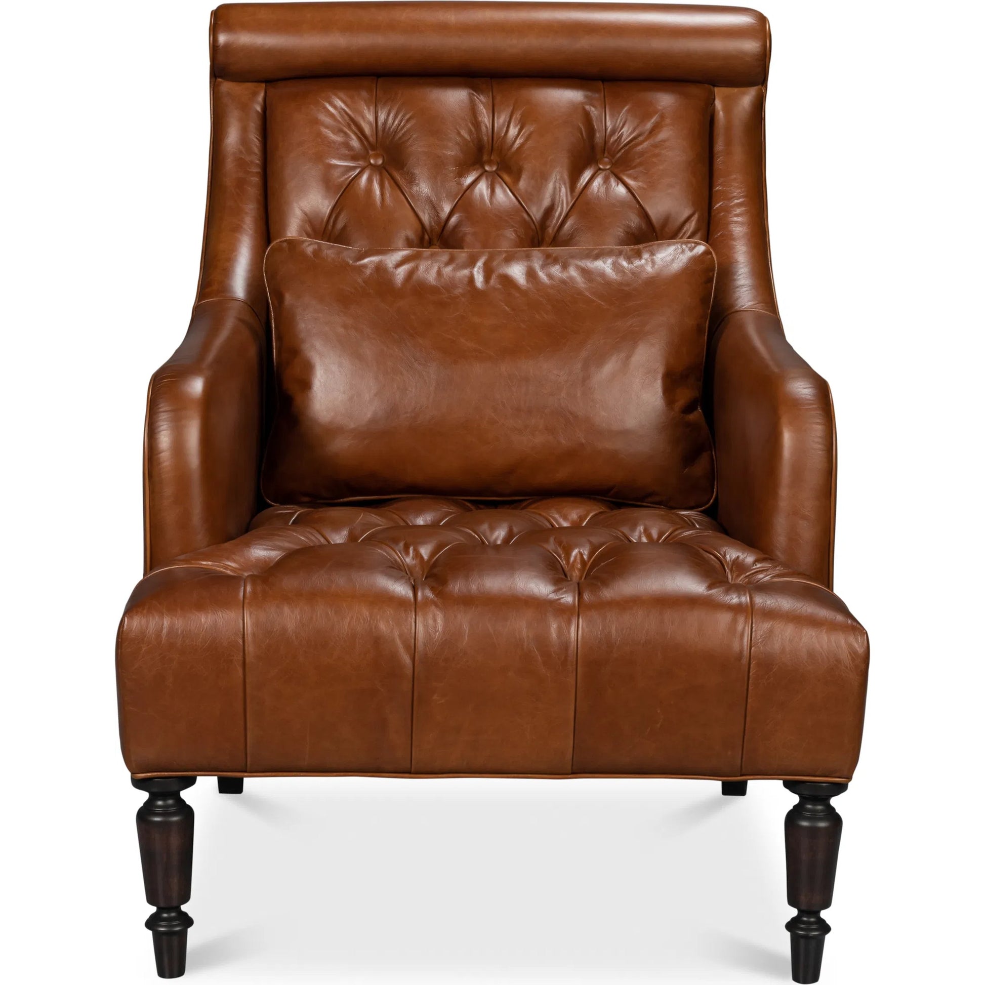 Benton Distilled Leather Chair by Sarreid Ltd. in havana brown. Made from leather in a unique style.