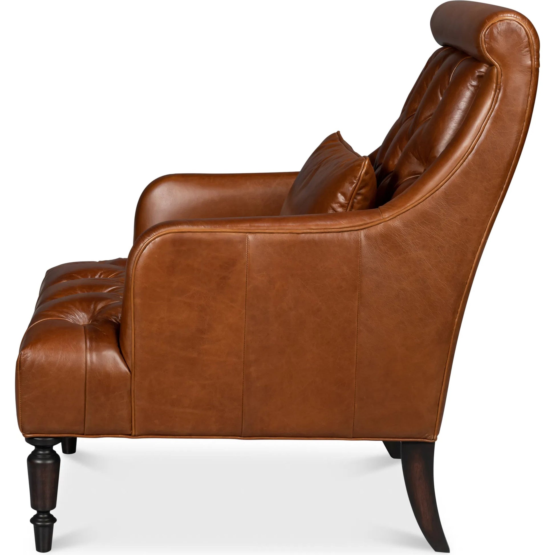 Benton Distilled Leather Chair by Sarreid Ltd. in havana brown. Made from leather in a unique style.
