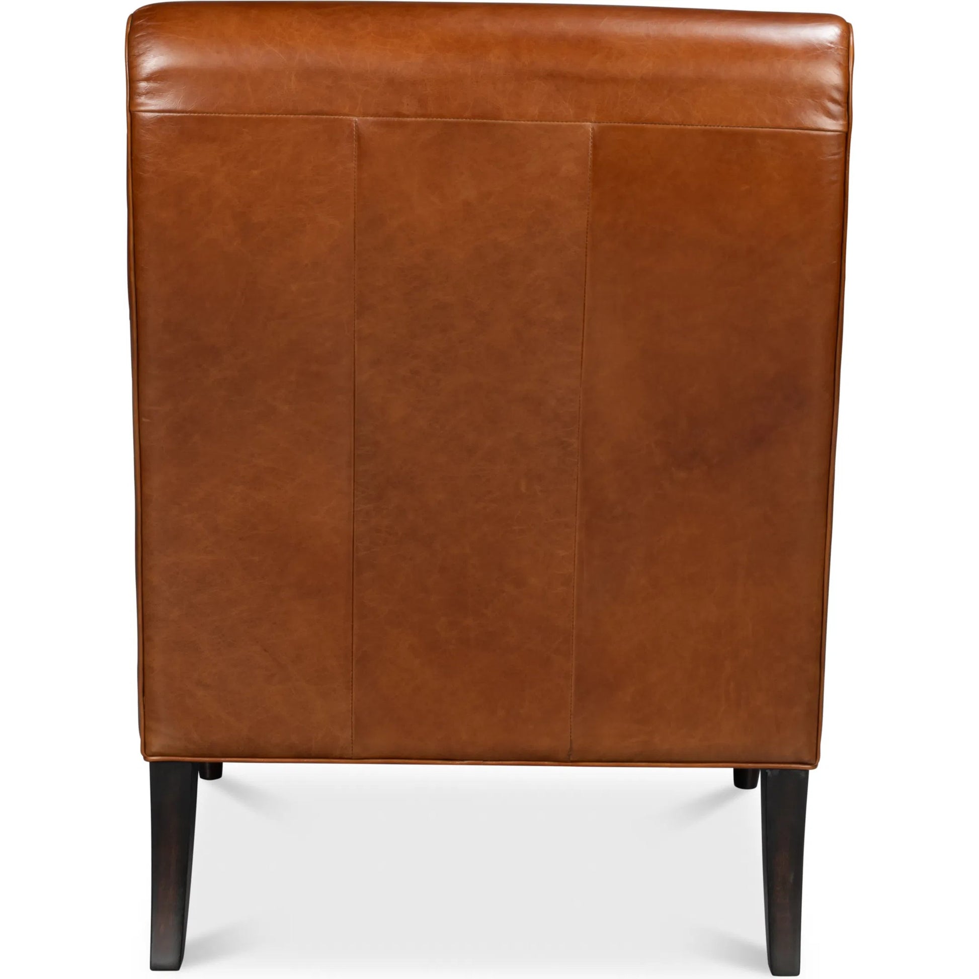 Benton Distilled Leather Chair by Sarreid Ltd. in havana brown. Made from leather in a unique style.