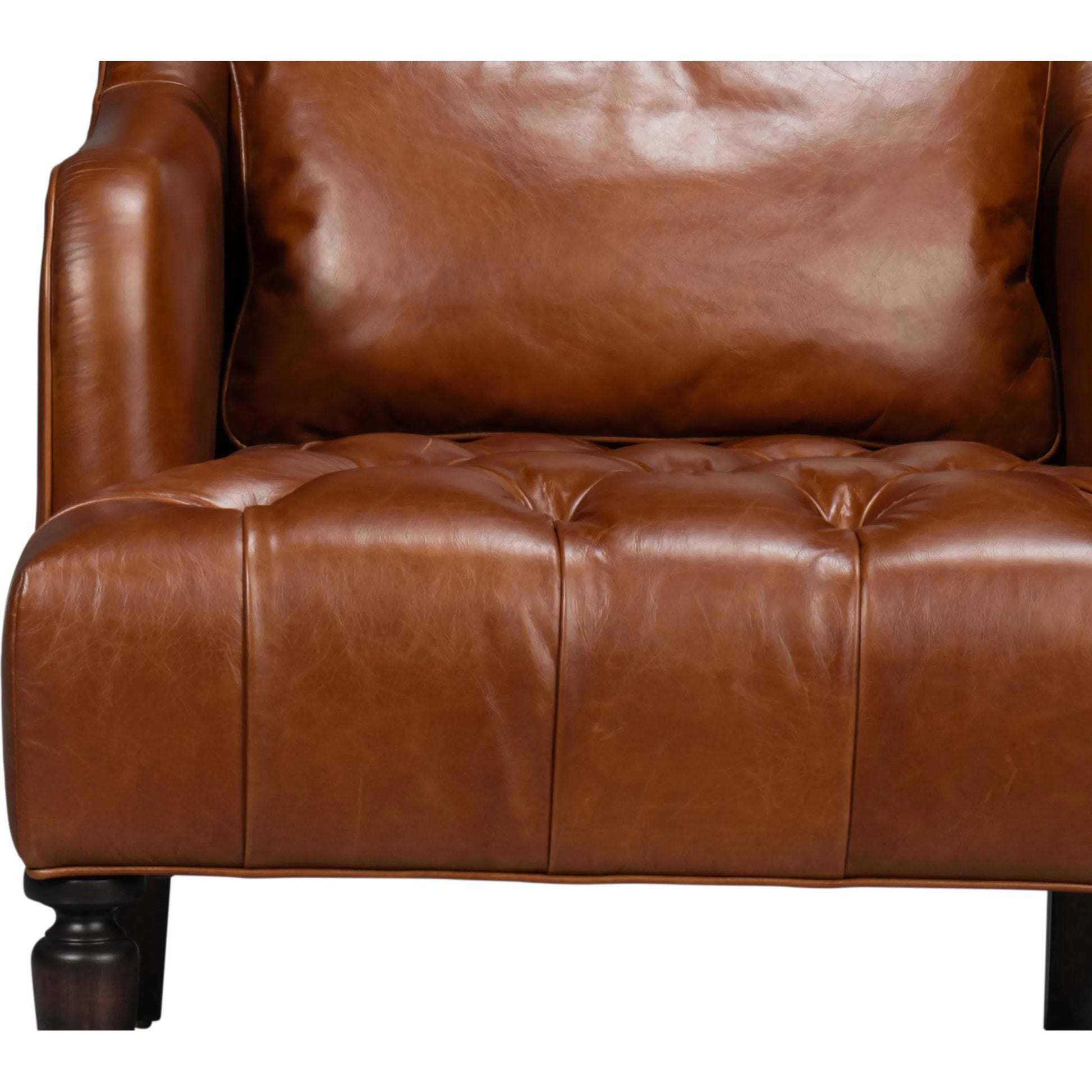 Benton Distilled Leather Chair by Sarreid Ltd. in havana brown. Made from leather in a unique style.