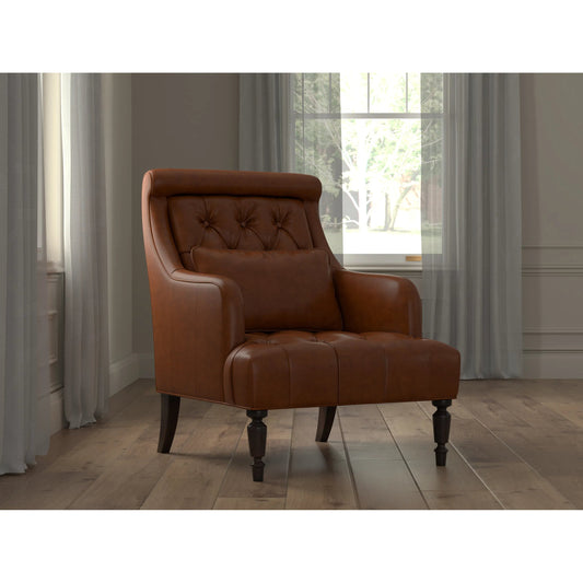 Benton Distilled Leather Chair by Sarreid Ltd. in havana brown. Made from leather in a unique style.