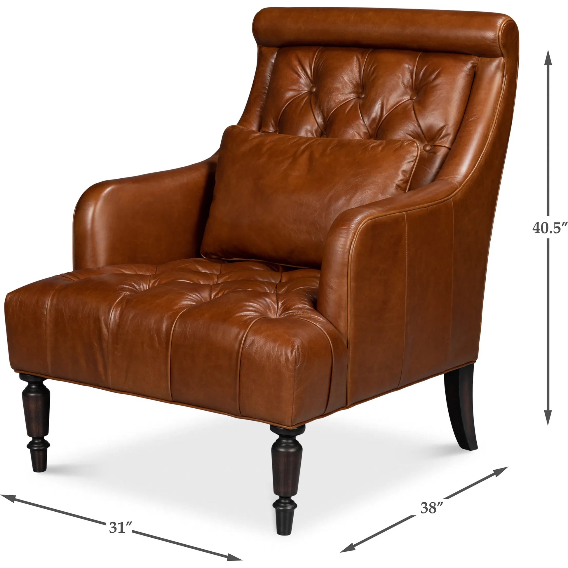 Benton Distilled Leather Chair by Sarreid Ltd. in havana brown. Made from leather in a unique style.