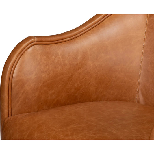 Braxton Leather Swivel Chair by Sarreid Ltd. in columbia brown. Made from wood, leather in a unique style.