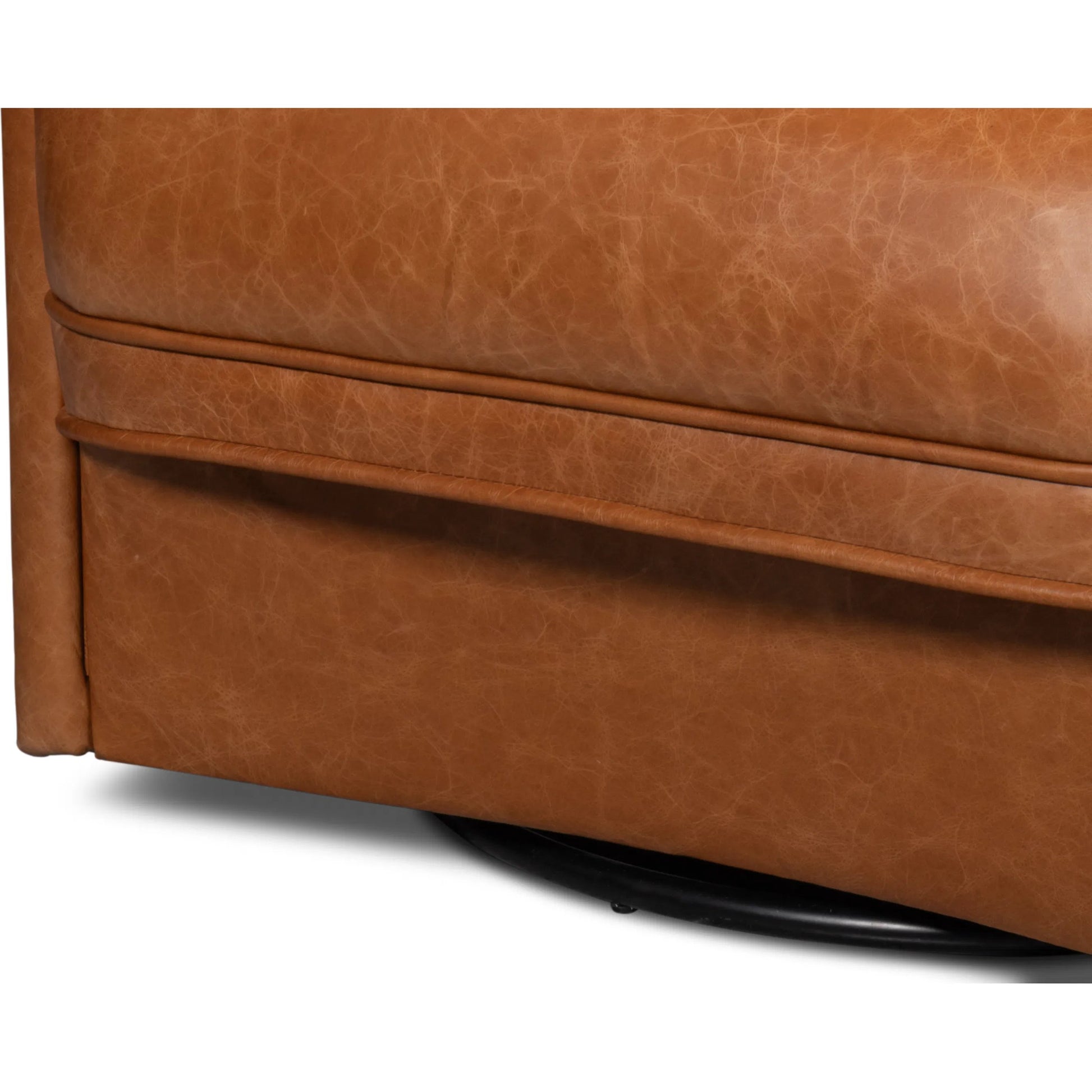 Braxton Leather Swivel Chair by Sarreid Ltd. in columbia brown. Made from wood, leather in a unique style.