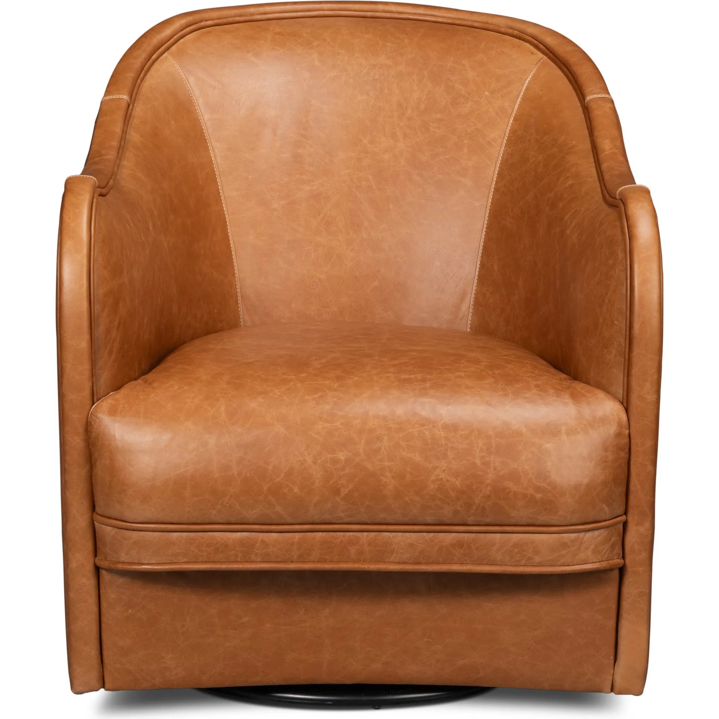 004 SI-2238703 | Additional Silo | Braxton Leather Swivel Chair by Sarreid Ltd. in columbia brown. Made from wood, leather in a unique style.