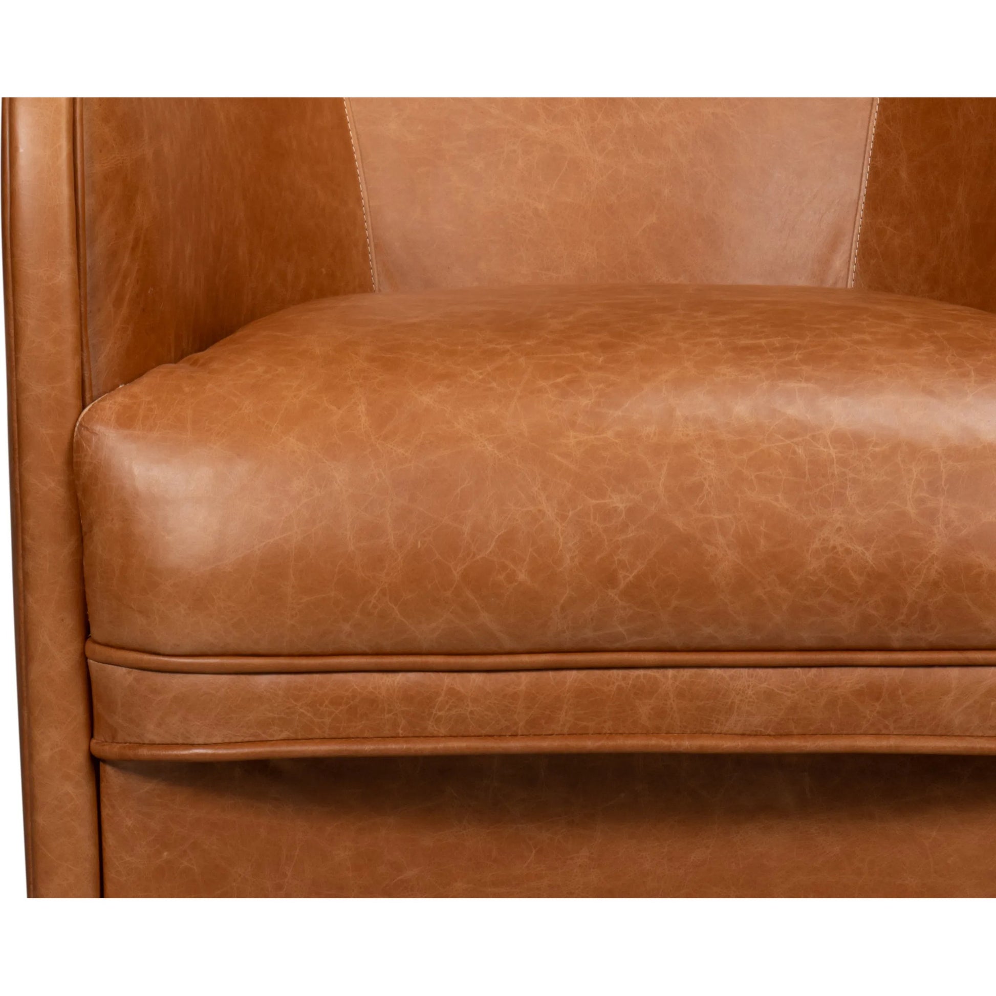 Braxton Leather Swivel Chair by Sarreid Ltd. in columbia brown. Made from wood, leather in a unique style.