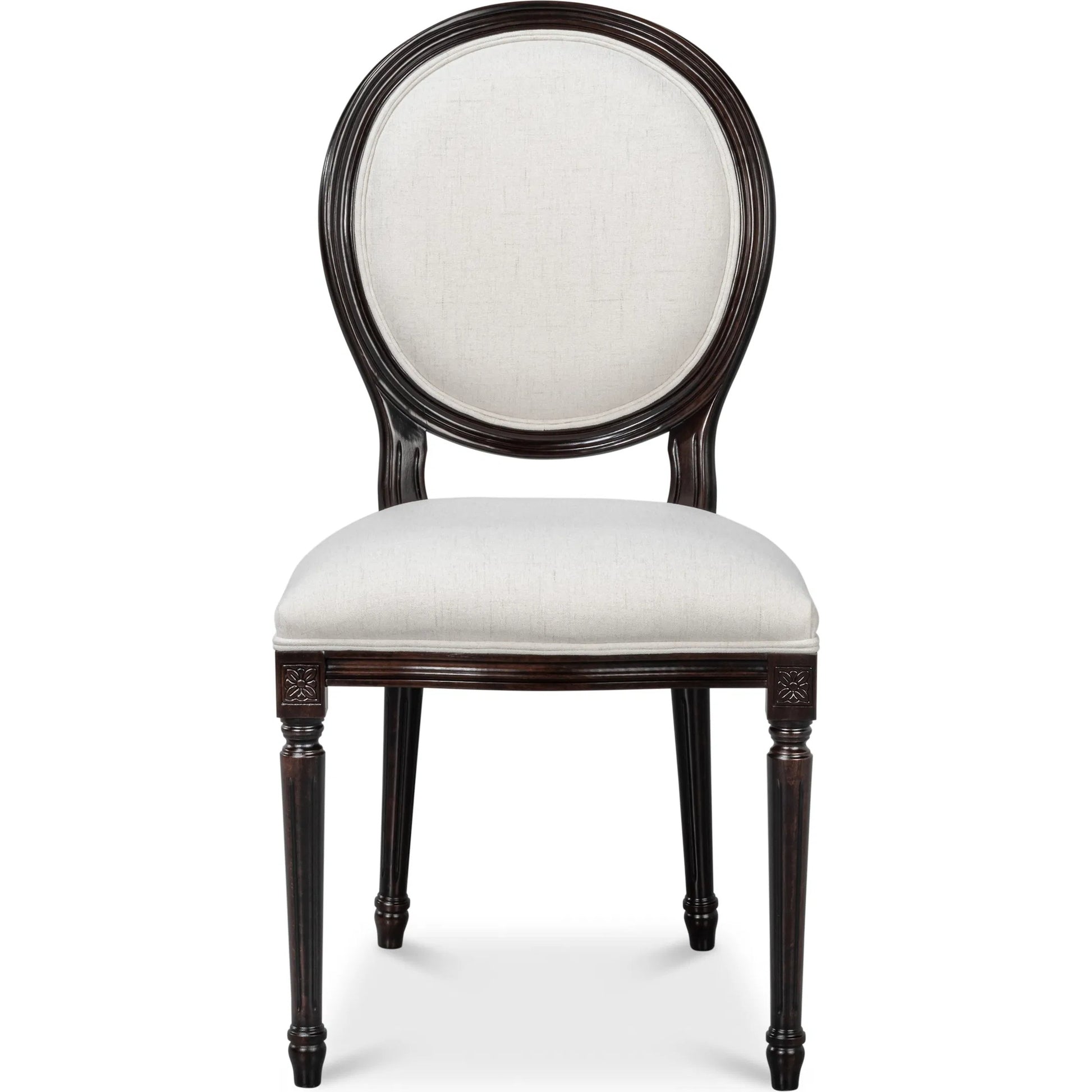 Oval Side Chair (Set of 2) by Sarreid Ltd. in cortina, performance cream. Made from walnut, performance fabric in a traditional style.